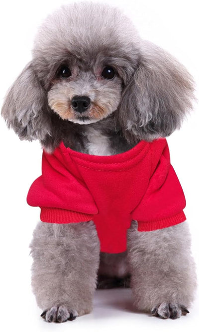 Jecikelon Print Dog Hoodies for Small Dogs with Bow, Soft Fleece Puppy Clothes for Pet Cat, Warm Winter Outfits Cold Weather Coats, Cute Sweatshirt Puppies Costume (Red, X-Large)