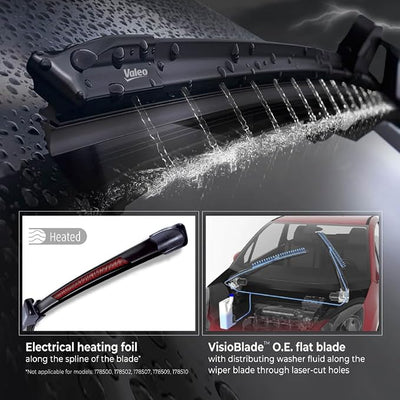 Valeo 178501 Silencio Visioblade Windshield Wiper Blade Set Compatible with Select Volvo V60 and S60 Models, Heated 24/20 inch Pack of 2 Premium OEM Wipers, Replacement Windshield Wipers
