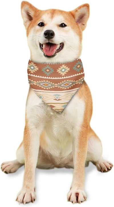 KEIAHUAN Aztec Tribal Style Dog Bandanas Reversible Triangle Dog Scarf Adjustable Puppy Bib Handkerchief Accessories for Small Medium Large Dogs