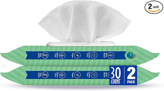 Dog Ear Wipes - Gentle Dog Ear Cleaner, Best Pet Wipes for Dogs & Cats, Made in USA, Cruelty-Free Dog Wipes, Keep Your Pet's Ears Naturally Clear & Infection Free - 30 Count (2 Pack)