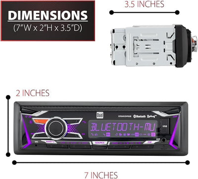 Dual Electronics XRM69RGB Single DIN Car Stereo RGB Bluetooth & AM/FM | Customizable RGB colors, hands-free Bluetooth calling & streaming, push to talk voice assistant, USB playback