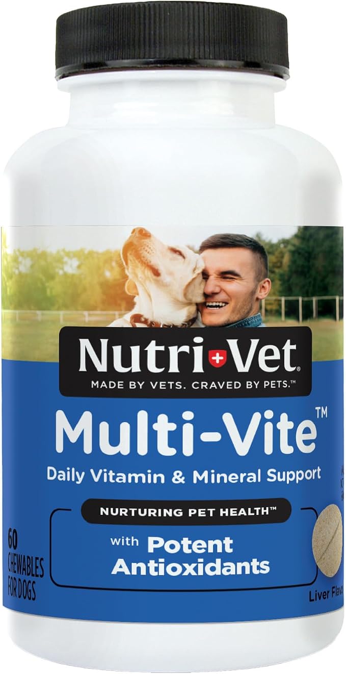 Multi-Vite Chewables for Adult Dogs, Daily Dog Vitamins & Minerals, Supports Balanced Diet, Pet Multivitamin, Supports Joint, Immune, and Cardiovascular Health in Canines, 60 Count