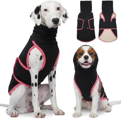 DENTRUN Dog Anxiety Vest for Calming Relief – Weighted Pressure Shirt with Noise Cancelling Ear Wraps for Fireworks Thunderstorm Separation Travel Vet Visit, Soft Stretchy Hoodie for Pets