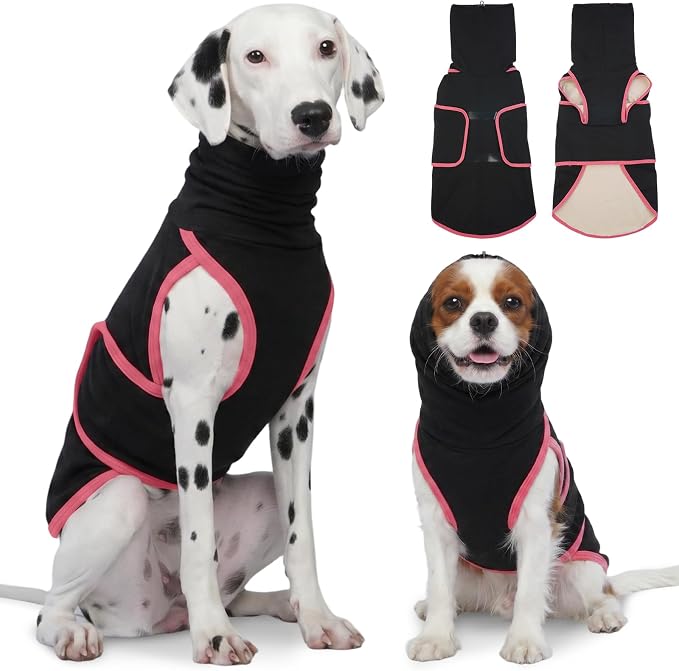 Dog Anxiety Vest for Calming Relief – Weighted Pressure Shirt with Noise Cancelling Ear Wraps for Fireworks Thunderstorm Separation Travel Vet Visit, Soft Stretchy Hoodie for Pets