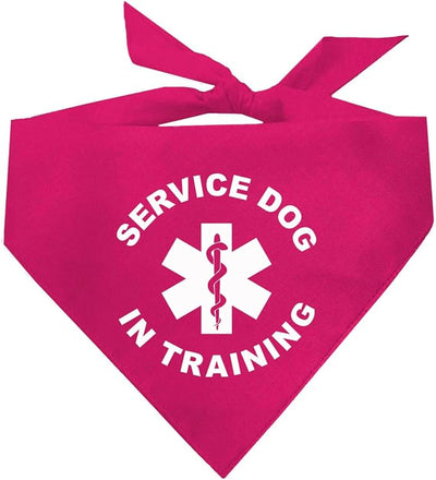 Service Dog in Training Dog Bandana | 100% Cotton Adjustable Triangle |Service Dog | Working Animal | Assistance |Hot Pink, One Size (289)
