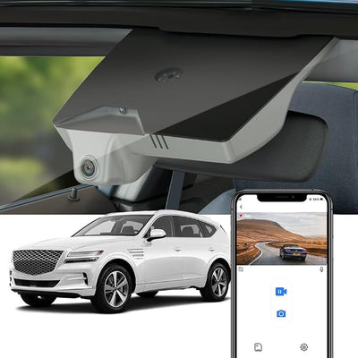 Fitcamx 4K Dash Cam Suitable for Genesis GV80 2021-2025, Grey Color (HD2-T6010), Integrated OEM Look, UHD 2160P Video, Built-in WiFi & APP, Loop Recording, Collision Detection, Plug & Play, 64GB Card