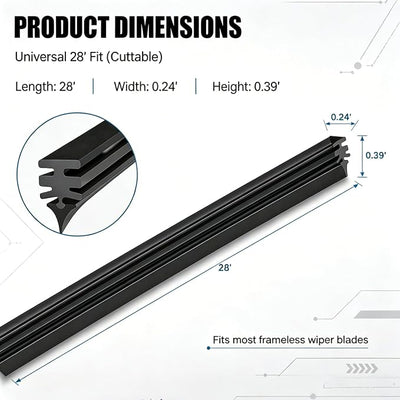 4 PCS 28 Inch Windshield Wiper Blade Refill, DIY Cuttable Adjustable Rubber Wiper Strip, Frameless Windshield Wiper Replacement Insert, Universal for Most Cars, SUVs, Trucks (Black)