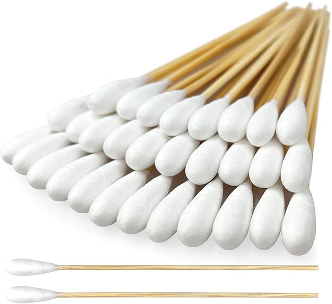 6 Inch Long Cotton Swabs for Pet Cleaning, Bamboo Handle, Pet Ear Cleaning Solution Supplies for Dogs and Cats (100 pcs Large Cotton swabs)