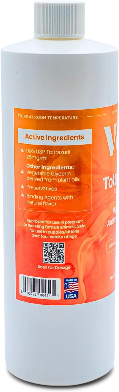 Toltrazuril 2.5% for Horses, Dogs, Cats, 500mL/16.9 Ounce, for Non-Food Chain Animals, Chicken
