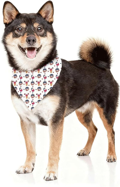 4th of July Dog Bandana, Patriotic Ice Cream Cupcake Pet Triangle Scarf for Independence Day Party Outfit, American Flag Neckerchief for Small Medium Dogs, Puppy Gift for Boys Girls