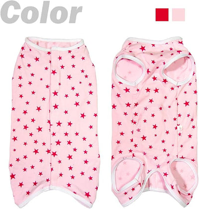 Dog’s Recovery Suit Post Surgery Shirt for Puppy, Wound Protective Clothes for Little Animals(Pink Stars-l)