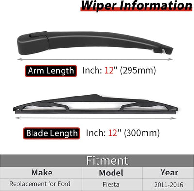 OTUAYAUTO BE8Z17526C Rear Windshield Wiper Arm Blade Set, Replacement for Ford Fiesta 2011-2018