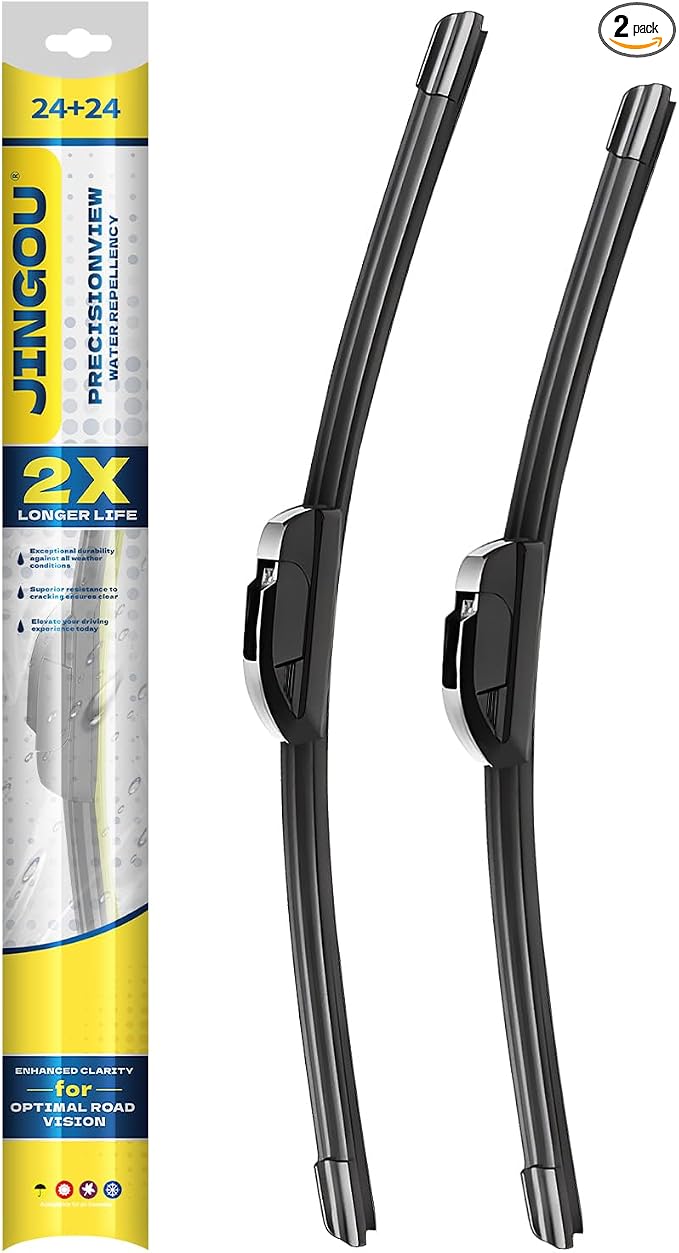 24" + 24" Front Windshield Wiper Blades Compatible with 2002-2008 Dodge Ram 1500/2003-2008 Dodge Ram 2500 OEM QUALITY Premium All-Season Automotive Replacement Wipers (Pack of 2)
