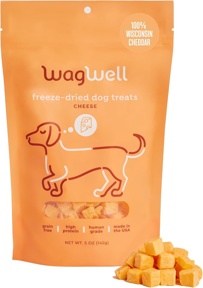 Freeze Dried Dog Treats, Cheese Flavor | Training Treats, Food Topper, Healthy Snack for Dogs | Human Grade, Grain Free, High Protein | All Natural, Made in USA | 5 oz Bag, 1 Pack