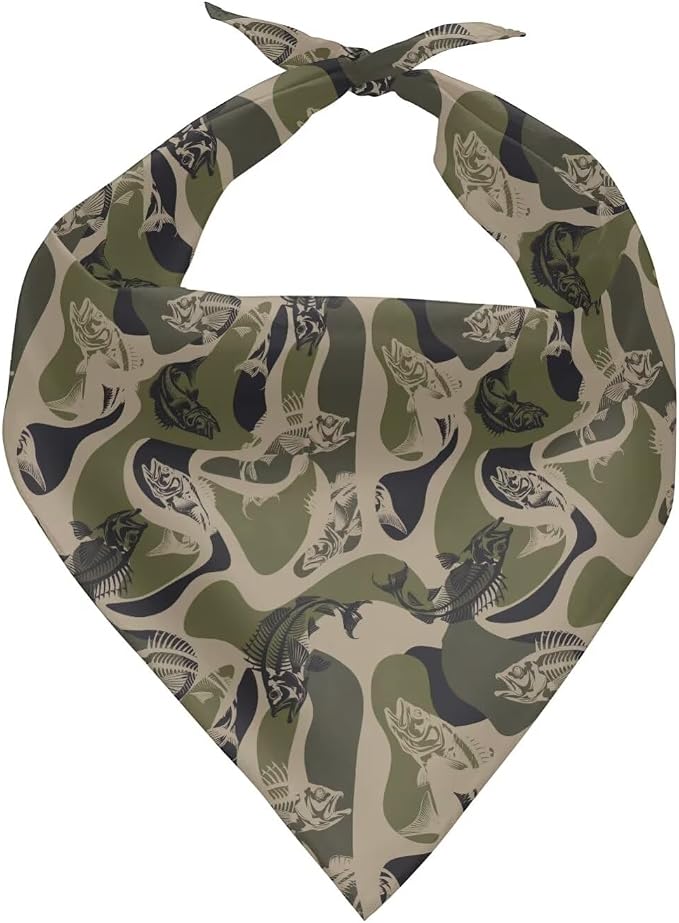 KEIAHUAN Green Fish Camo Dog Bandanas Soft Fabric Kerchief Accessories Pet Dog and Cats Kerchief Bandana Decor