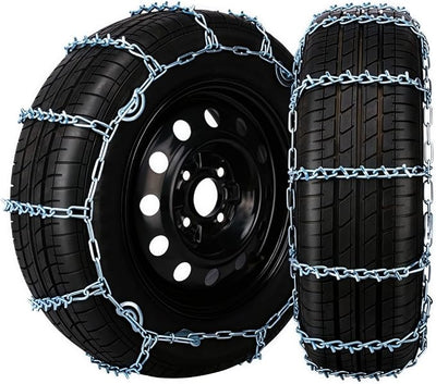 V-Bar Tire Chains 2 Pack for Car, SUV 16" to 21" Tire Snow Ice Traction | V-Bar Ice Studs Boost Traction; CAM Self-tightening Lock, Durable Manganese Steel, Anti-slip Secure Fit for Sedan & SUV