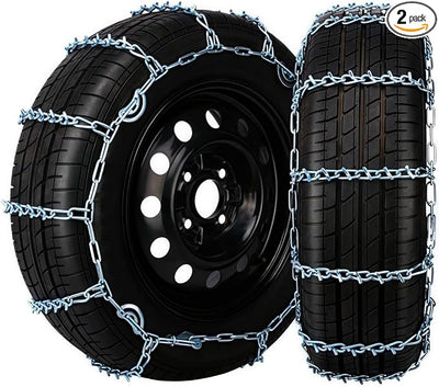 V-Bar Tire Chains 2 Pack for Car, SUV 14" to 18" Tire Snow Ice Traction | V-Bar Ice Studs Boost Traction; CAM Self-tightening Lock, Durable Manganese Steel, Anti-slip Secure Fit for Sedan & SUV
