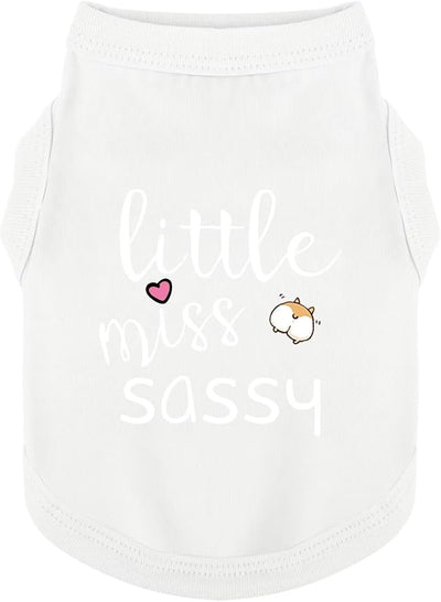 Paiaite Dog Clothes Fashionable Sleeveless Pet Vest: 'Little Miss Sassy' Printed Cotton Dog Shirt, Ideal for Small, Medium, and Large Breeds, Ensuring Comfort and Breathability White S