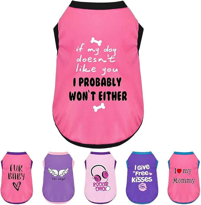 Color-Blocked Dog Tank Top with Playful Heat Transfer Designs – Lightweight Polyester Shirt for Small,MediumDogs, Perfect for Casual Outings.I Probably Won't Either Pink 2XL