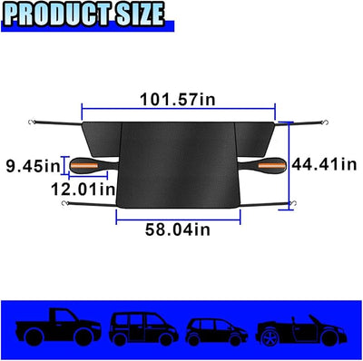 Car Windshield Ice Snow Cover with Magnetic Edges, Heavy Duty Oxford Fabric Windscreen Protector Cover with Side Mirror Covers, Winter Waterproof Frost Cover for Car Truck SUV RV (Orange)
