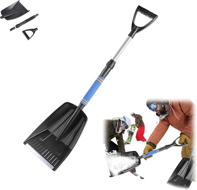 Winter Car Snow Shovel, Retractable Snow Pusher, Lightweight Retractable Detachable Defrosting Cleaning Tool, Portable Snow Shovel for Car, Trucks, SUV (Blue)