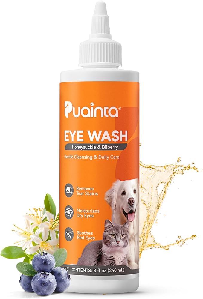 Dog Eye Drops, Eye Infection Treatment, Eye Drops for Dogs & Cats, Soothe Irritation Pink, Dry Eyes, Itchy Eye Wash Tear Stains, Debris Cleaner, Natural Daily Eye Care, Safe for Pets (8oz)