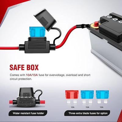 Nilight Led Light Bar Wiring Harness Kit 16AWG 12V On Off Waterproof Switch Power Relay Blade Fuse-4 Leads