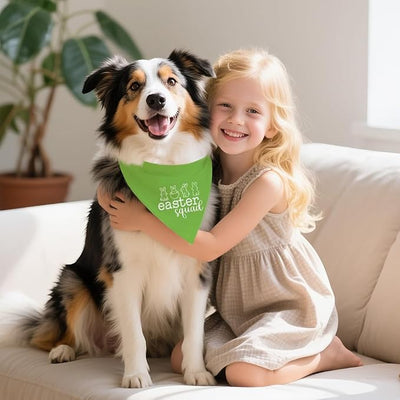Easter Squad Funny Dog Bandana, Happy Easter Dog Bandana for Girls Boys Puppies, Green Spring Holiday Rabbit Pet Scarf Accessories, Cute Easter Pet Gifts for Dogs Lover Mom Dad