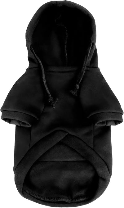 Jecikelon Dog Hoodies for Small Dogs with Zipper Pocket, Soft Fleece Puppy Clothes with Rope Hat, Warm Winter Outfits Cold Weather Coats, Cute Sweatshirt Chihuahua Costume (XX-Small, Y02-Black)