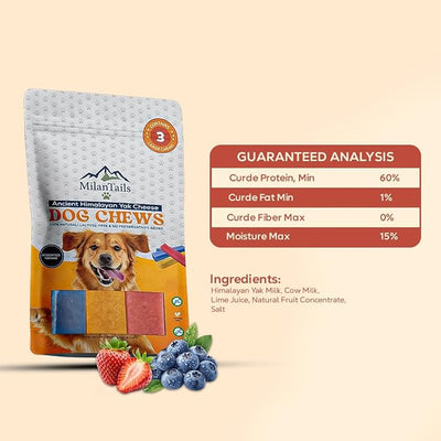 Premium Natural Fruit-Flavored Himalayan Yak Chew Treats for Dogs - 300g, All-Natural, Long-Lasting, Authentic Yak Milk, Healthy Dental Chew, High-Protein (Large, Assorted)