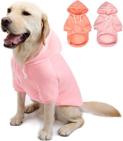 2-Pack Dog Hooded Sweaters & Jackets - Soft Dog Clothes Hoodie for Small/Medium/Large Dogs & Cats | All-Season Comfort & Fit, Stylish Pet Shirts Apparel & Accessories (Light Pink, Coral, Large)