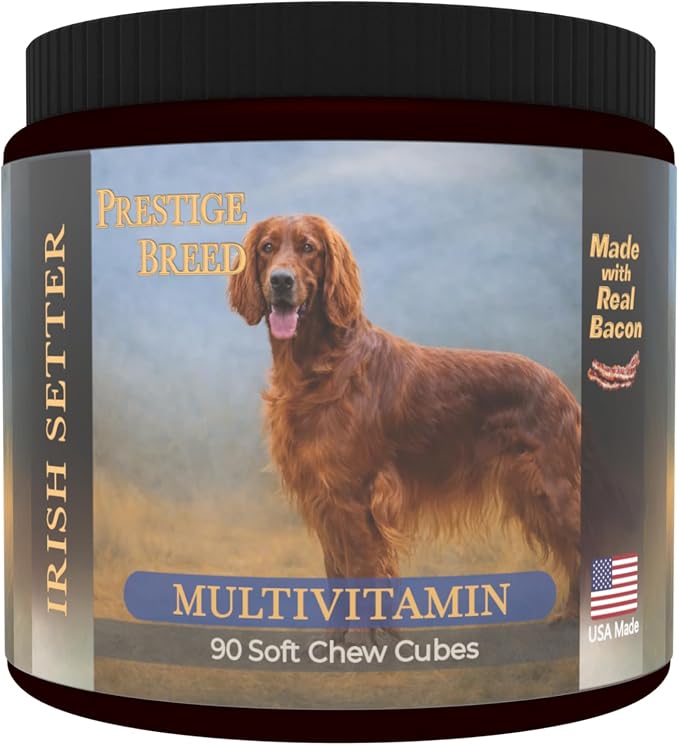 Irish Setter Multivitamins, 90 Count, Made in the USA with Real Bacon.