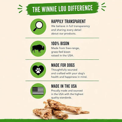 Winnie Lou The Canine Co. Bison Tendon Chews (2 Pack) | Freeze-Dried, Single Ingredient, Fully Digestible