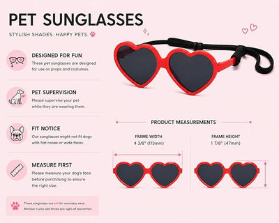 G016-1 Dog Pet Heart Costume Sunglasses for Small to Medium Breed (M, 12-25 lbs, Pink, JN)