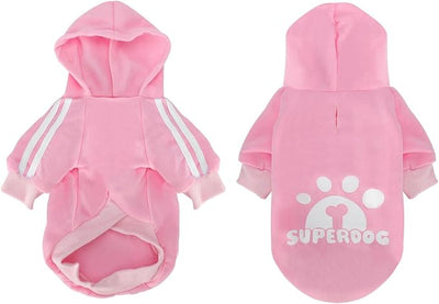 Dog Hoodie with Leash Hole, Pet Clothes Puppy Sweatshirt Dog Pullover Stylish Cat Apparel for Small Medium Dogs and Cats (Pink, Large)