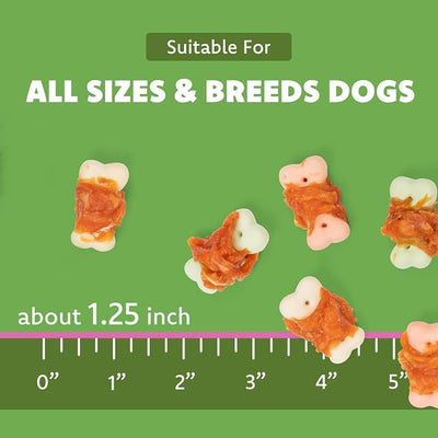 MON2SUN Dog Treats, Mini Chicken Wrapped Biscuits with Added Vitamins, Healthy Training Snacks for Small Medium and Large Dogs, 21.16oz
