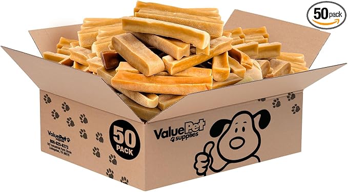 ValueBull Himalayan Yak Cheese Dog Chews, Large, 50 ct Wholesale Pack - Long Lasting for Aggressive Chewers, All Natural, Healthy & Safe, Low Odor Nepal Yak Milk Chews