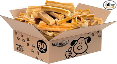 ValueBull Himalayan Yak Cheese Dog Chews, Large, 50 ct Wholesale Pack - Long Lasting for Aggressive Chewers, All Natural, Healthy & Safe, Low Odor Nepal Yak Milk Chews
