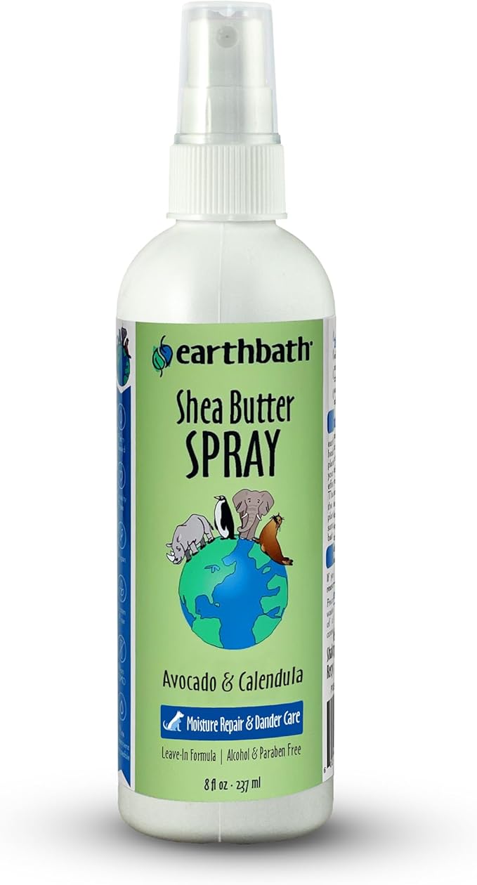 Shea Butter Spray - Dog Dandruff Treatment, Dog & Cat Skin Moisturizer, Plant-Based, Cruelty-Free, Vegan, Gluten-Free, Non-GMO, Moisture Repair & Dander Care - 8 Oz