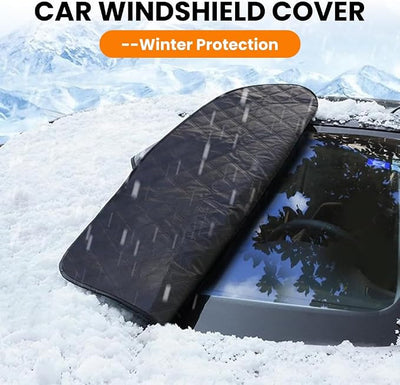 Car Windshield Snow Cover, Ice Frost Car Window Covers with Magnetic Edges & Side Mirror Protector, Windproof UV Sunshade Windscreen Covers for Cars, SUV, Truck (L 58 * 45inch)