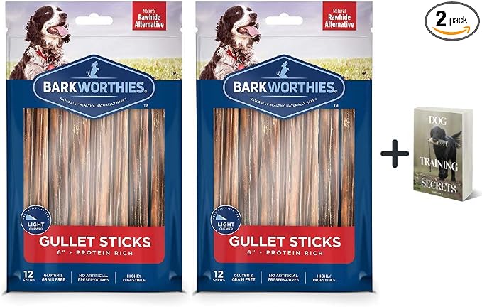 Beef Gullet Sticks - 2 pk of 12 - Natural, Chewy, Grain Free Dog Treats - Long Lasting Dog Chew - Dental Chews for Healthy Teeth & Bones