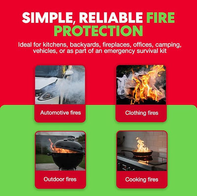 5-Pack Emergency Fire Blanket - ASTM Certified Fire Suppression Blanket for Home, Kitchen, Grill, Camping, Car & More - 40" x 40" Flame Retardant Fabric, No Mess, Easy Deployment