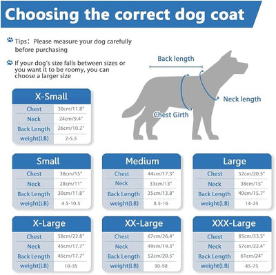 SAWMONG Waterproof Dog Winter Coat, Warm Fleece Lined Dog Jacket with Hood, Windproof Puppy Coat, Pet Apparel Vest Outdoor&Indoor Winter Activities(Blue,XS)