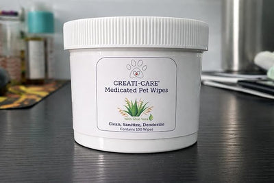 Creati Care Dog Ear Cleaner Wipes -Medicated Chlorhexidine Ketoconazole-Optic Cleanser for Dogs to Stop Ear Itching, and Infections and Controlling Ear Odor in Pets - 100 Wipes
