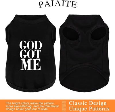 Discover Cozy Cotton Canine Wear: Breathable Soft, and Lightweight Dog Shirt Vest with Eye-Catching Graphics(GOD GOT ME), Keeping Your Furry Friend Warm and Comfy! Black XS