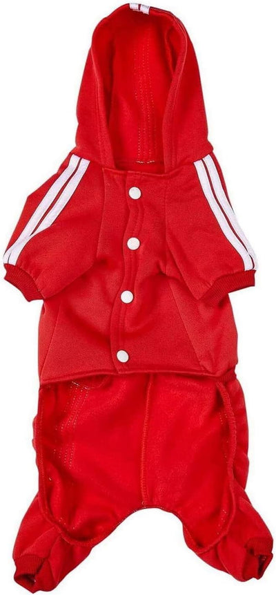 Pet Outfit - Cute Dog Hoodie Sweater Tracksuit Winter Clothes Jumpsuit Pajamas 4-Legs Red for Puppy Small Medium Large Dogs Boy or Girl (X-Large)