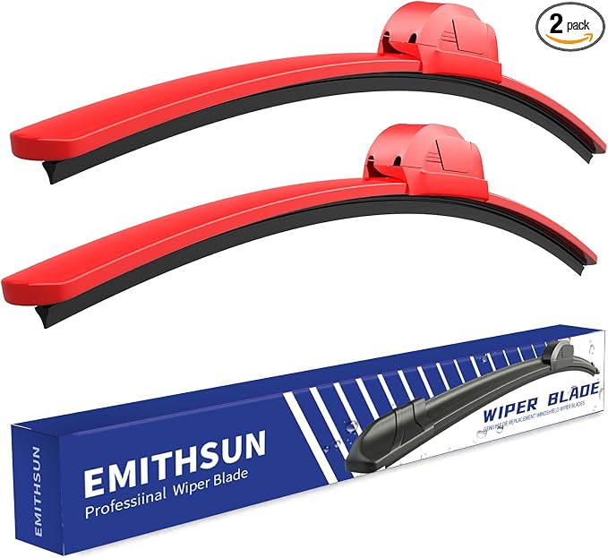 OEM QUALITY 22" + 22" Premium All-Seasons Durable Stable And Quiet Red Windshield Wiper Blades (Set of 2)