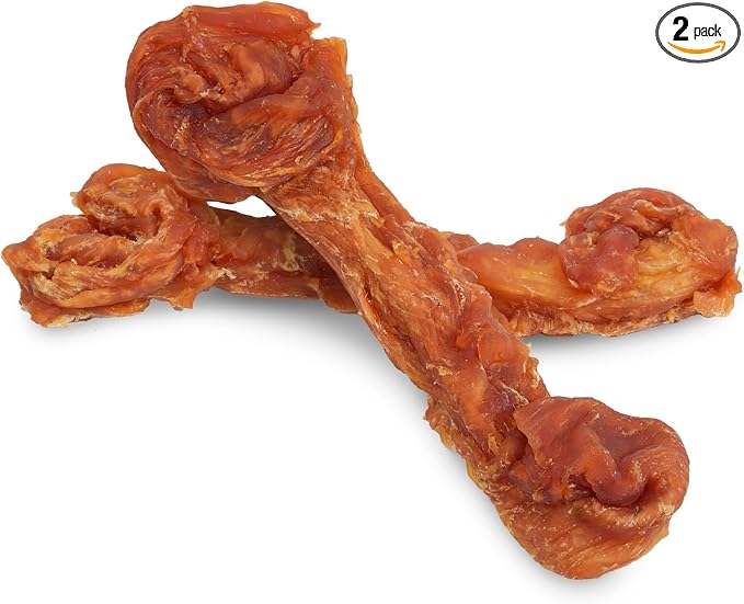 Turkey Dog Treats, Turkey Wrapped Beef Tendon, Rawhide Free, Bone-Shaped Sticks Turkey Treats for Medium & Large Dogs (36 g/Stick, 2 Count)
