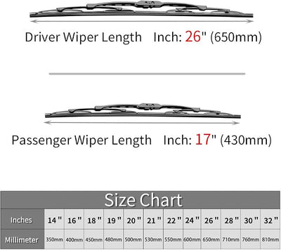 Replacement for Nissan Sentra Windshield Wiper Blades - 26"+17" Front Window Wiper - fit 2007-2012 Vehicles - OTUAYAUTO Factory Aftermarket