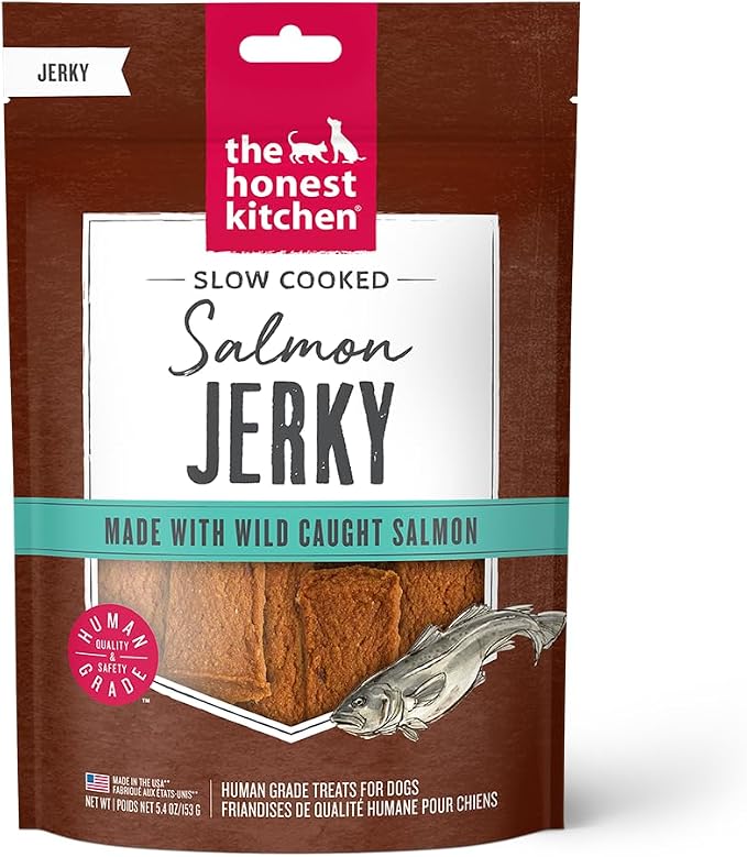 Human Grade Dog Treats: Slow Cooked Jerky Salmon Recipe 5.4 oz Pouch